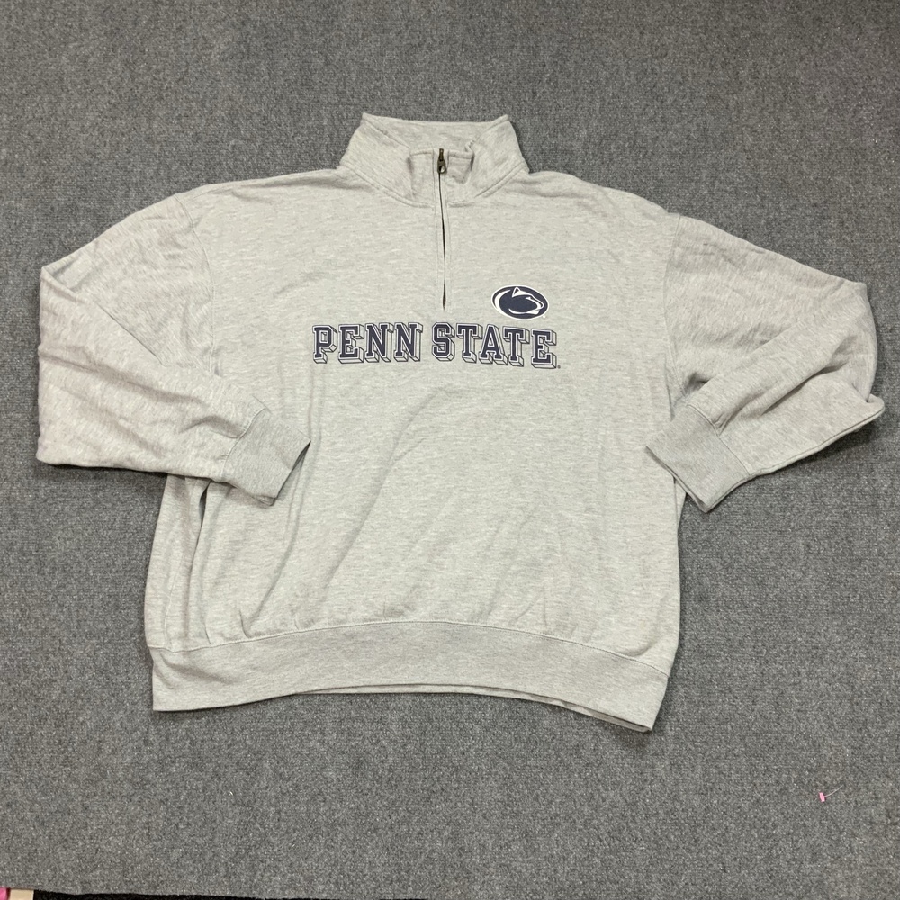 Penn State Nittany Lions Sweatshirt Mens 2XL Gray NCAA Football Blue 84 1/4 Zip